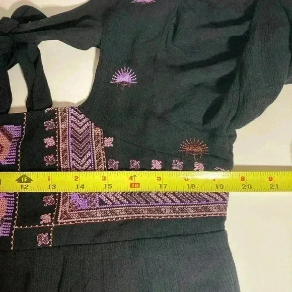 Free People Rhiannon Embroidered Babydoll Long Sleeve boho Dress - Picture 10 of 11